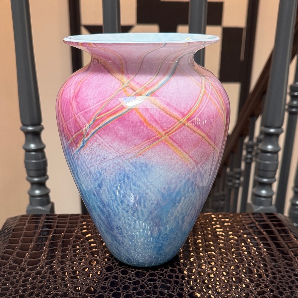 Nourot Glass Studio Cotton Candy Swirl Glass Vase